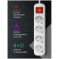 Удлинитель Defender S418, 4 розетки, с заземлением, выключатель, 1,8м, белый