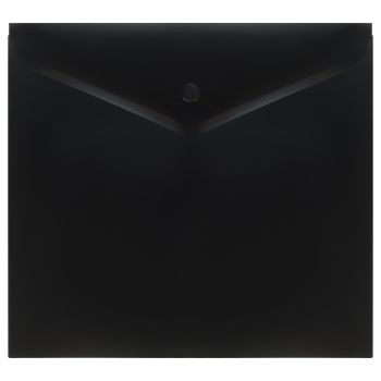 Папка-конверт на кнопке СТАММ А5+, 150мкм, пластик, непрозрачная, черная