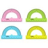 Транспортир 8см, 180° СТАММ, пластиковый, прозрачный, неоновые цвета, ассорти