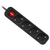Удлинитель Defender G430, 4 розетки, с заземлением, выключатель, 3м, черный Удлинитель Defender G430, 4 розетки, с заземлением, выключатель, 3м, черный
