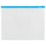 Папка-конверт на zip-молнии СТАММ А4, полипропилен, 150мкм, прозрачная, карман, молния синяя