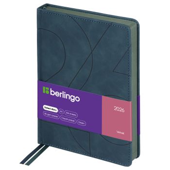 Ежедневник датированный 2026г., А5, 184л., кожзам, Berlingo 