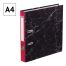 Папка-регистратор OfficeSpace, 50мм, мрамор, черная, красный корешок, нижний метал. кант
