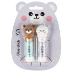 Клей-карандаш MESHU с топпером "Animals", 8г, 2шт в блистере, ПВП, ассорти