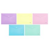 Папка-конверт на кнопке СТАММ А4, 180мкм, пластик, непрозрачный, пастельное ассорти