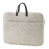 Сумка для ноутбука 15,6" Först "Suede Style", полиуретан, серый, мягкий подклад, 2 отделения, молния с 3-х сторон