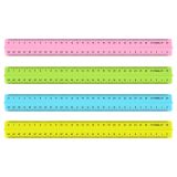 Линейка 30см СТАММ, пластиковая, с держателем, прозрачная, неоновые цвета, ассорти