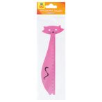 Линейка 15см Мульти-Пульти "Кошка", пластиковая, прозрачная, розовая европодвес