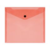 Папка-конверт на кнопке СТАММ А5+, 150мкм, пластик, прозрачная, красная