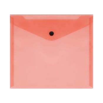 Папка-конверт на кнопке СТАММ А5+, 150мкм, пластик, прозрачная, красная