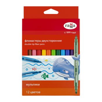 Фломастеры двухсторонние Гамма 