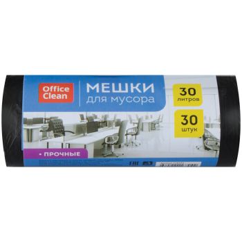Мешки для мусора 30л OfficeClean ПНД, 50*60см, 10мкм, 30шт., прочные, черные, в рулоне Мешки для мусора 30л OfficeClean ПНД, 50*60см, 10мкм, 30шт., прочные, черные, в рулоне