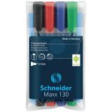 Набор перманентных маркеров Schneider "Maxx 130" 04цв., пулевидный, 1,0мм Набор перманентных маркеров Schneider "Maxx 130" 04цв., пулевидный, 1,0мм