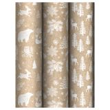 Упаковочная бумага крафт 70*100см, MESHU "Морозный лес", 70г/м2, ассорти 3 дизайна