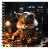 Скетчбук 40л., 170*170 BG "Steampunk. Fox", на гребне, глянцевая ламинация, фольга, 120г/м2 Скетчбук 40л., 170*170 BG "Steampunk. Fox", на гребне, глянцевая ламинация, фольга, 120г/м2