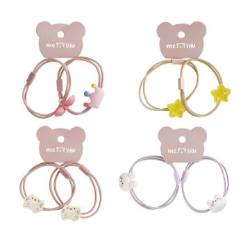 Резинки для волос MESHU, тонкие с топпером, ассорти, 2шт., диаметр 5см, европодвес