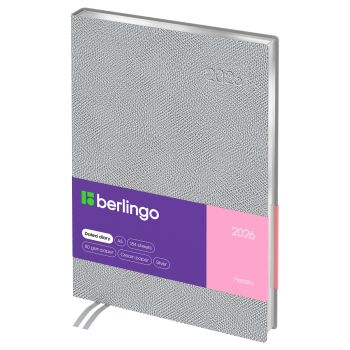 Ежедневник датированный 2026г., А5, 184л., кожзам, Berlingo 