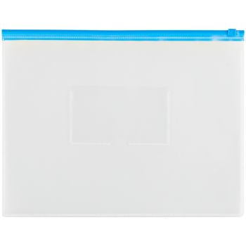 Папка-конверт на zip-молнии OfficeSpace А4, полипропилен, 150мкм, прозрачная, карман, молния синяя