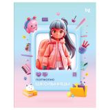 Папка-портфолио 7БЦ А4 BG, на 4 кольцах для школьницы "Нейростиль", 20 файлов, 10 вкладышей
