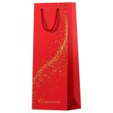 Пакет подарочный 12*36*8,5см MESHU "Special gift", матовая ламинация, фольга, под бутылку