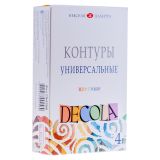 Контуры акриловые универсальные Decola, 04 цвета, 18мл, картон Контуры акриловые универсальные Decola, 04 цвета, 18мл, картон