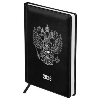 Ежедневник датированный 2026г., А5, 176л., твердый переплет, кожзам, BG 