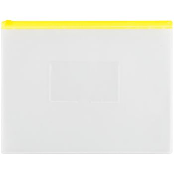 Папка-конверт на zip-молнии OfficeSpace А4, полипропилен, 150мкм, прозрачная, карман, молния желтая