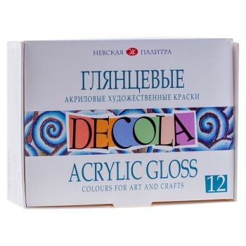 Краски акриловые Decola, 12 цветов, глянцевые, 20мл, картон Краски акриловые Decola, 12 цветов, глянцевые, 20мл, картон