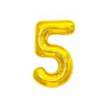 Воздушный шар, 88  см, MESHU, цифра 5, золотой, фольгированный