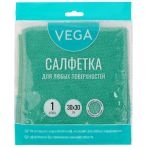 Салфетка для уборки Vega, микрофибра, 30*30см, 1шт., европодвес Салфетка для уборки Vega, микрофибра, 30*30см, 1шт., европодвес